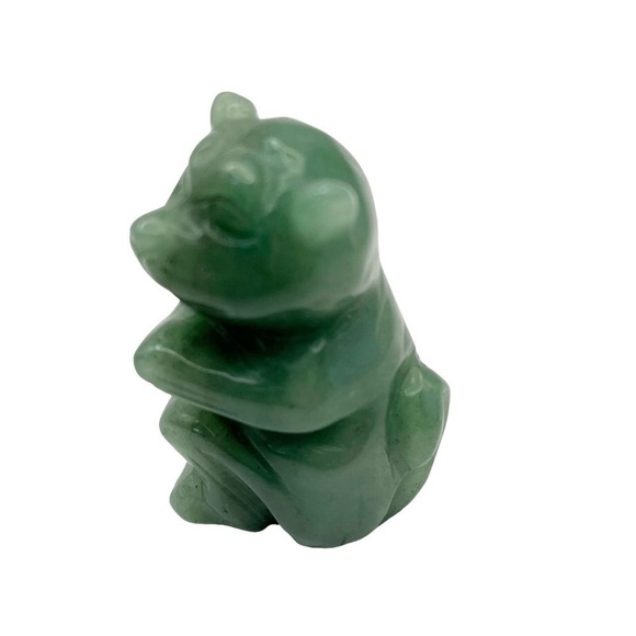 Set of 2 Polished Stone Bear Dog Figurines Sitting Green Mini Size 2 in Tall - Picture 2 of 12